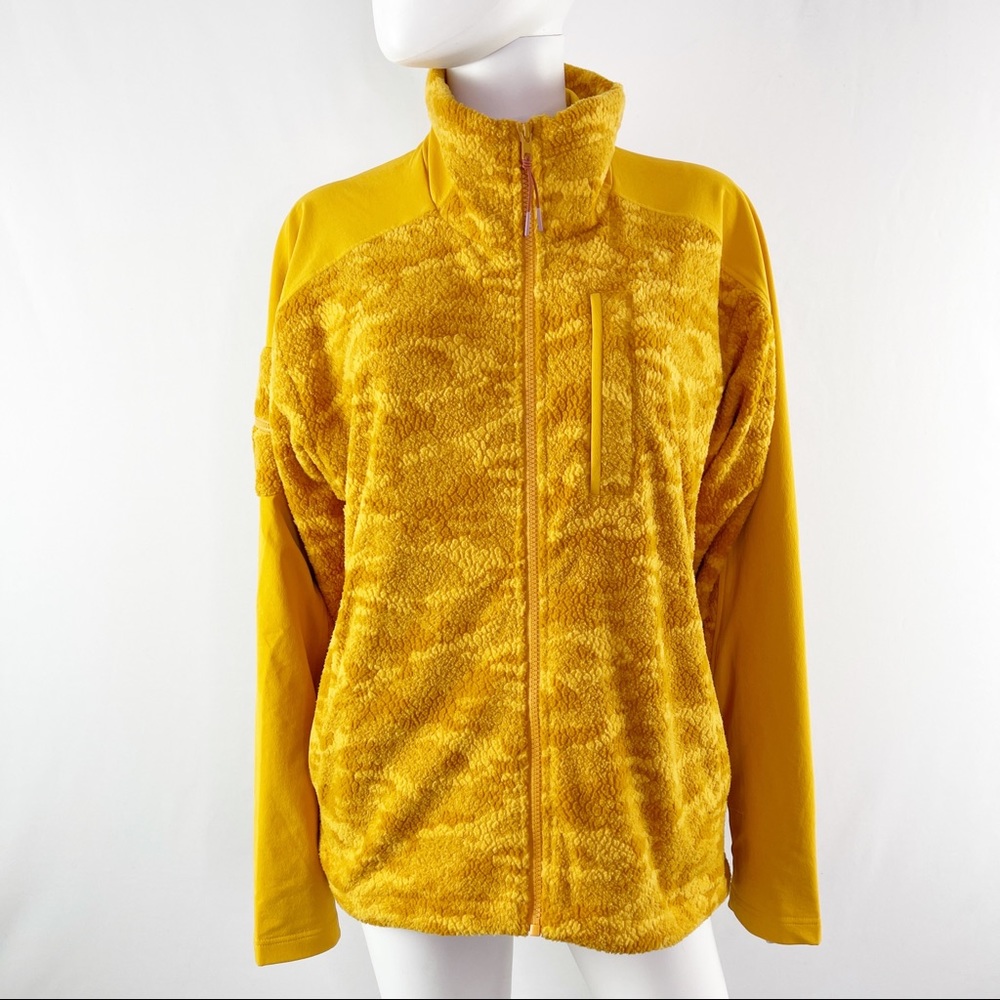 NEW Outdoor Voices Size L Mustard Yellow Fleece Full Zip Jacket in Cider Cloud - Picture 4 of 12